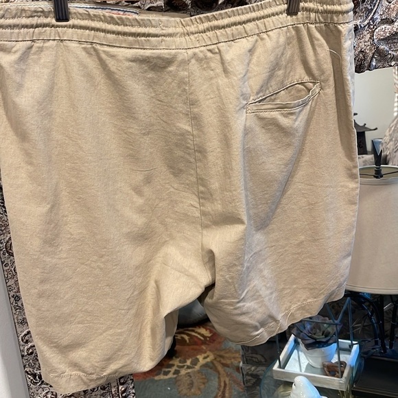 Lucky Brand XXL tan linen elastic tie waist pocketed zip/button shorts - Picture 3 of 10